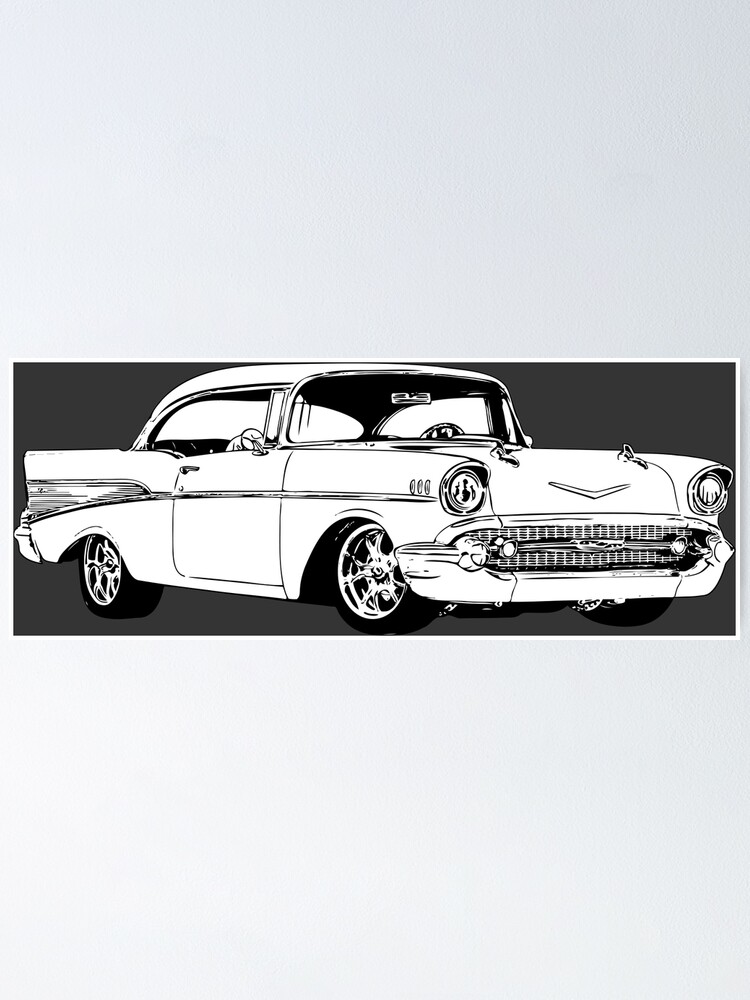 57 Chevy Hot Rod Oldtimer Oldtimer Poster Von Burnindiesel Redbubble