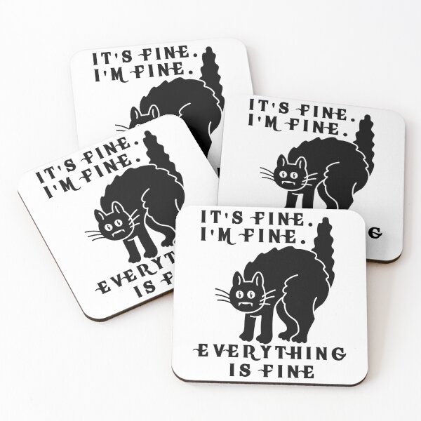 Item preview, I_m Fine Everything Is Fine Black Cat Mangy Tail   designed and sold by DaMoBoutique.
