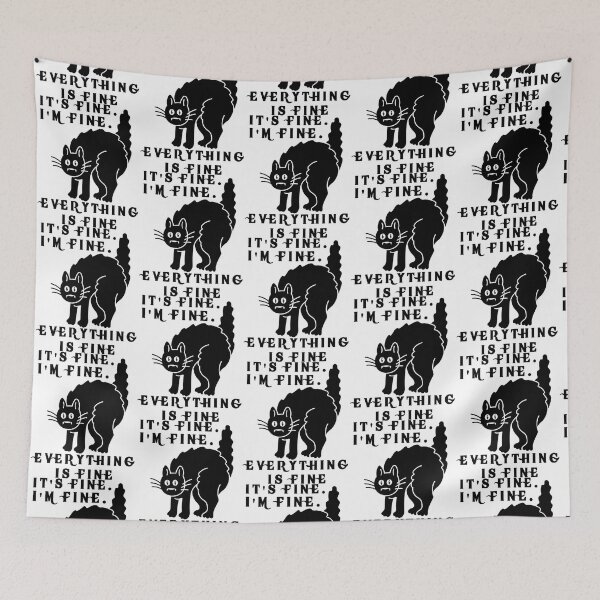Item preview, I_m Fine Everything Is Fine Black Cat Mangy Tail   designed and sold by DaMoBoutique.