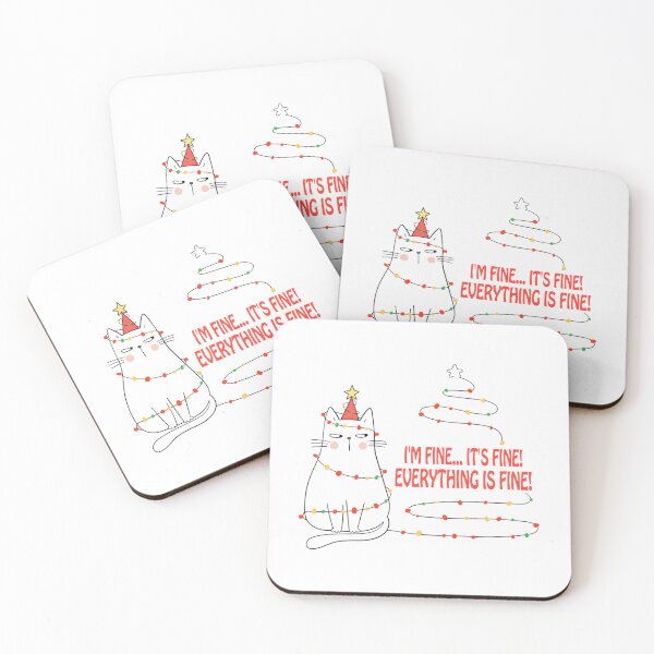 Item preview, I_m Fine It_s Fine Everything is Fine Funny cats Christmas Cat Kitten lover designed and sold by DaMoBoutique.
