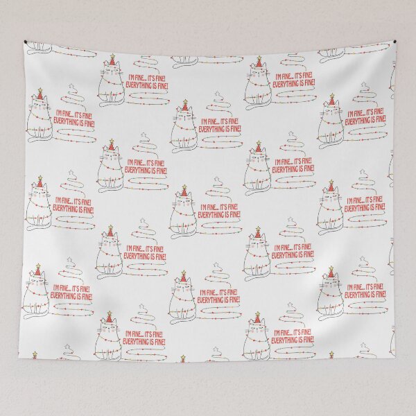 Item preview, I_m Fine It_s Fine Everything is Fine Funny cats Christmas Cat Kitten lover designed and sold by DaMoBoutique.