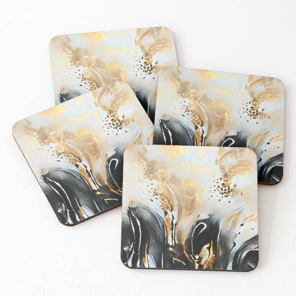 Item preview, Luxury Black and Gold Abstract Fluid Art Painting designed and sold by ChaimaaKr.