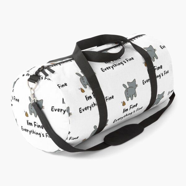 Item preview, I`m Fine Everything`s Fine Funny Cute Grey Cat Pooping Black Text    designed and sold by DaMoBoutique.
