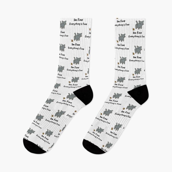 Item preview, I`m Fine Everything`s Fine Funny Cute Grey Cat Pooping Black Text    designed and sold by DaMoBoutique.