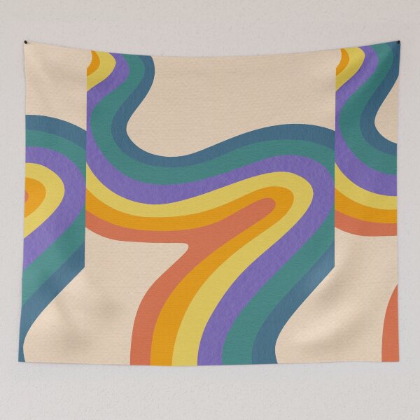 Item preview, RETRO RAINBOW SQUIGGY LINES   designed and sold by DiscoVibes.