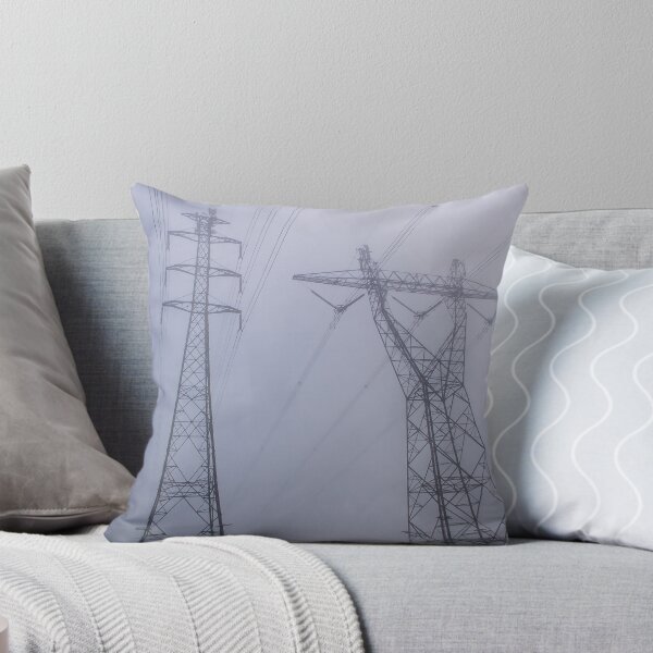 Item preview, Towering electrical power pylons disappearing into thick fog landscape designed and sold by James-Cole.