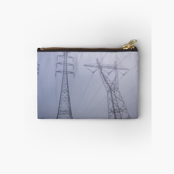 Item preview, Towering electrical power pylons disappearing into thick fog landscape designed and sold by James-Cole.