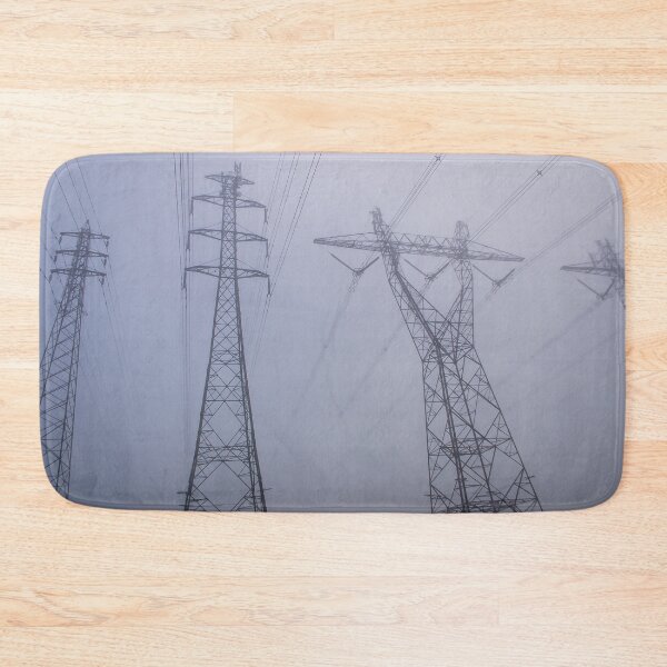 Item preview, Towering electrical power pylons disappearing into thick fog landscape designed and sold by James-Cole.