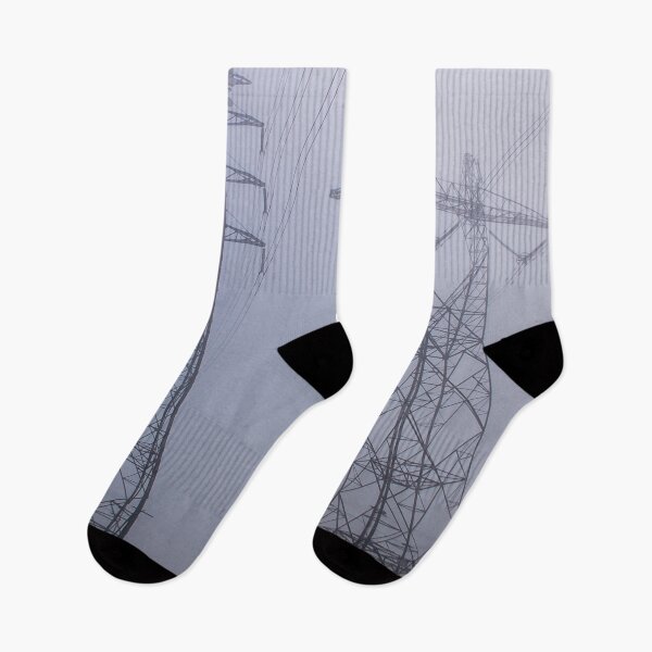 Item preview, Towering electrical power pylons disappearing into thick fog landscape designed and sold by James-Cole.