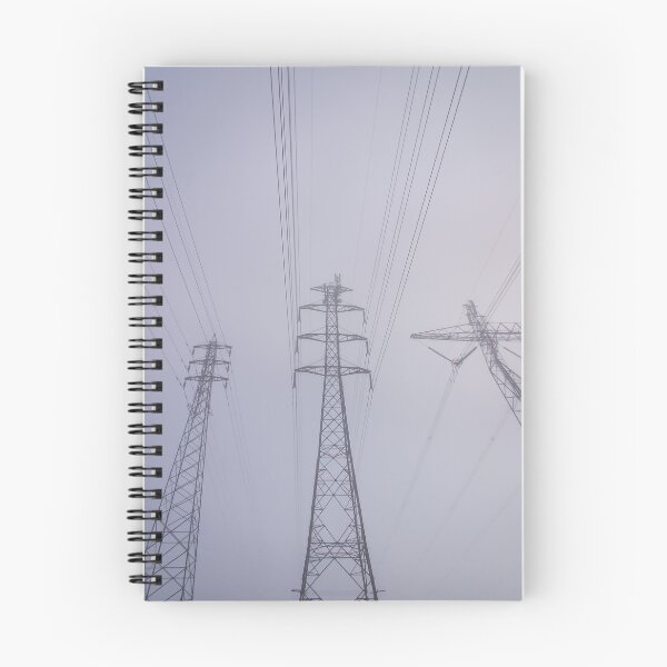 Item preview, Towering electrical power pylons disappearing into thick fog portrait designed and sold by James-Cole.