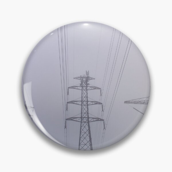 Item preview, Towering electrical power pylons disappearing into thick fog portrait designed and sold by James-Cole.