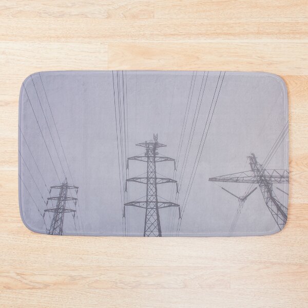Item preview, Towering electrical power pylons disappearing into thick fog portrait designed and sold by James-Cole.