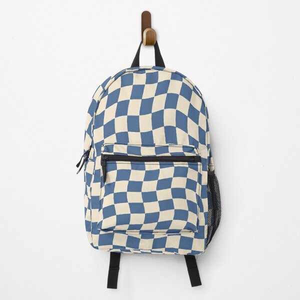 Retro Wavy Orange and Cream Checkered Backpack 