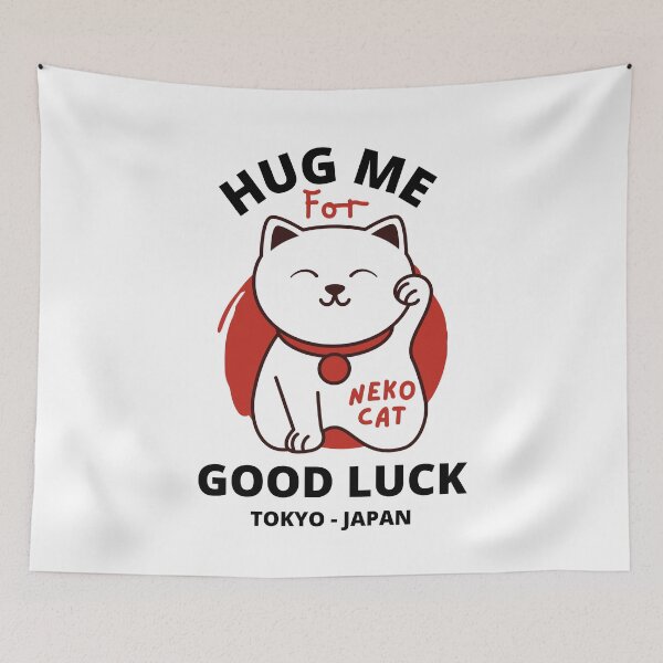 Item preview, Hug Me For Good Luck Design - Red Wight Maneki-Neko The Luck Cat designed and sold by player-502.