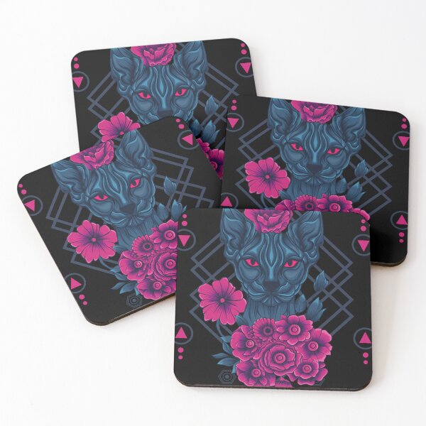 Item preview, Dark Floral Cat with sacred geometry pattern designed and sold by Heathcote1990.