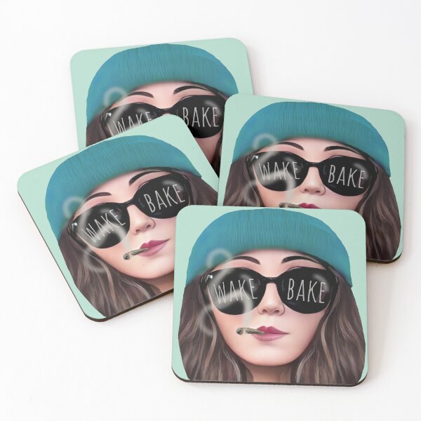 Item preview, Wake and Bake Weed/Marijuana/Cannabis/Pot - Stoner Girl in a Beanie Hat Wearing Sunglasses Smoking designed and sold by SteamParliament.