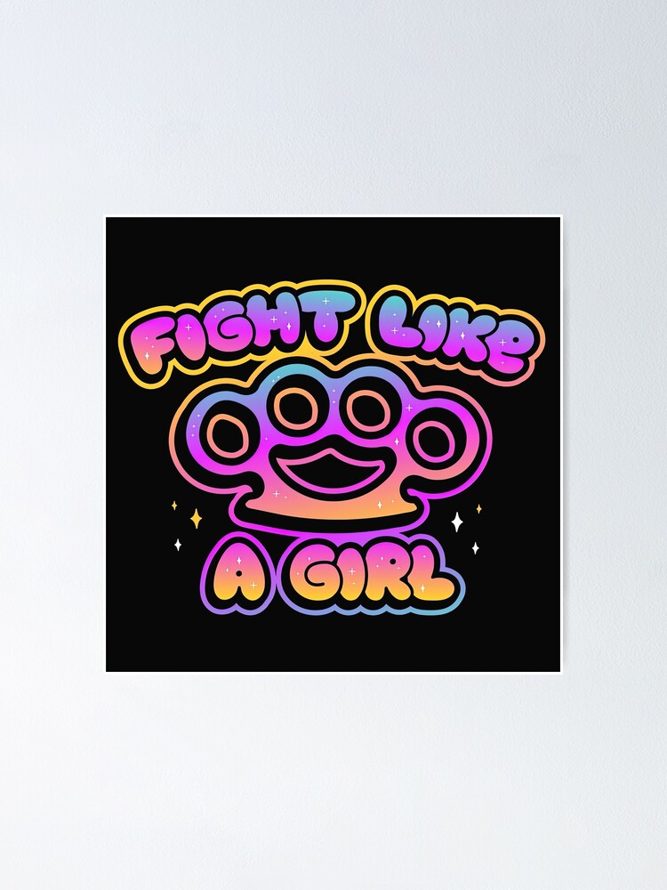 "Fight Like a Girl, Brass knuckles, Cartoon Style" Poster by graphicgenie Redbubble