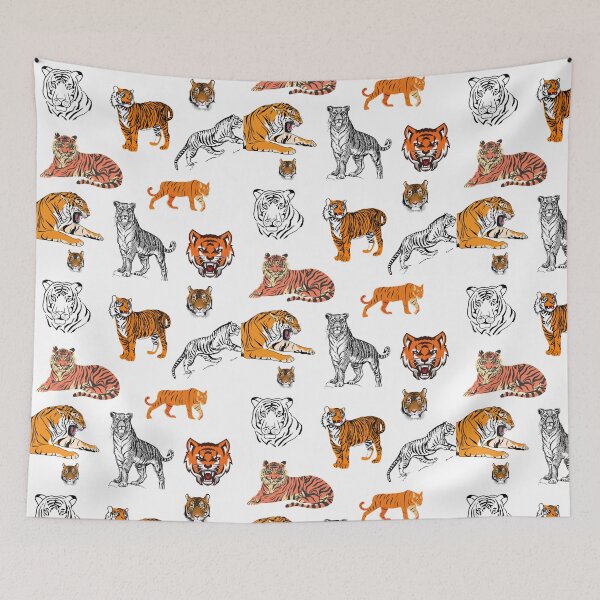 Item preview, Exotic Growling Bengal Tiger Pattern Orange and Black/White designed and sold by stareve.