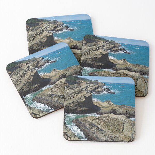 Item preview, Pacific Coast Rock Sculpture | Blue Green Ocean Waves Meet Oregon Coastal Geology  designed and sold by arlutai.