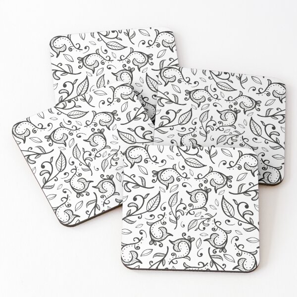 Item preview, Black Swirly Floral Pattern withe - Black and white Gothic Pattern  designed and sold by Rosestorling.