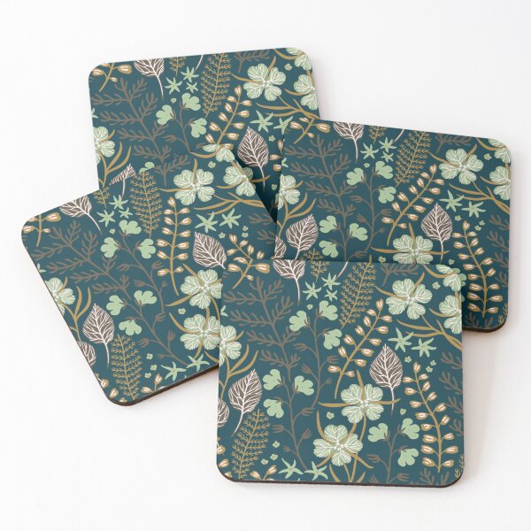 Item preview, Botanical Flowers Black Swirly Floral Pattern   designed and sold by Rosestorling.