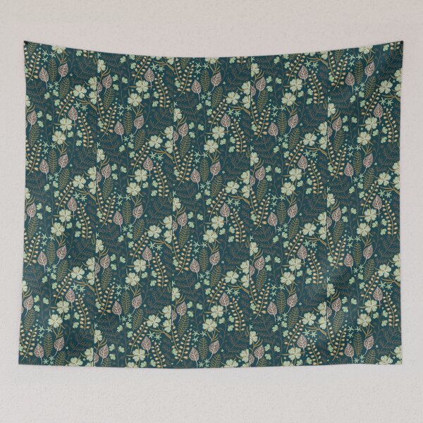 Item preview, Botanical Flowers Black Swirly Floral Pattern   designed and sold by Rosestorling.