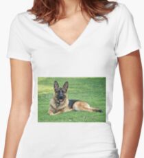 Enjoying a Summer Morning Fitted V-Neck T-Shirt