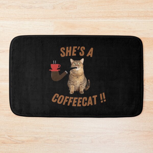 Item preview, She's  A Coffeecat!! (in black) | Smoking Cat | Cat Cigar | Funny Cat designed and sold by CosmicStory.