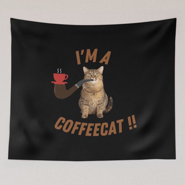 Item preview, I'm  A Coffeecat!! (in black) | Smoking Cat | Cat Cigar | Funny Cat designed and sold by CosmicStory.