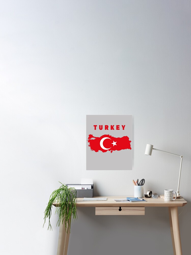 Poster Drapeau Turquie sur la carte du pays 