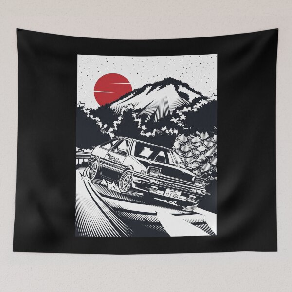 Item preview, Initial D Takumi Fujiwara Hachiroku Downhill Attack! AE86 Trueno [Monochrome Edition] Poster designed and sold by HeinzLange.