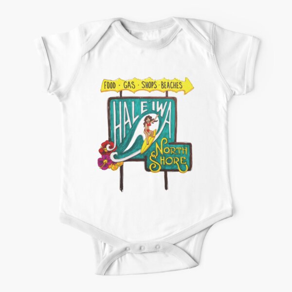 Hale'iwa North Shore Sign - WOMAN / DRAWING Short Sleeve Baby One-Piece