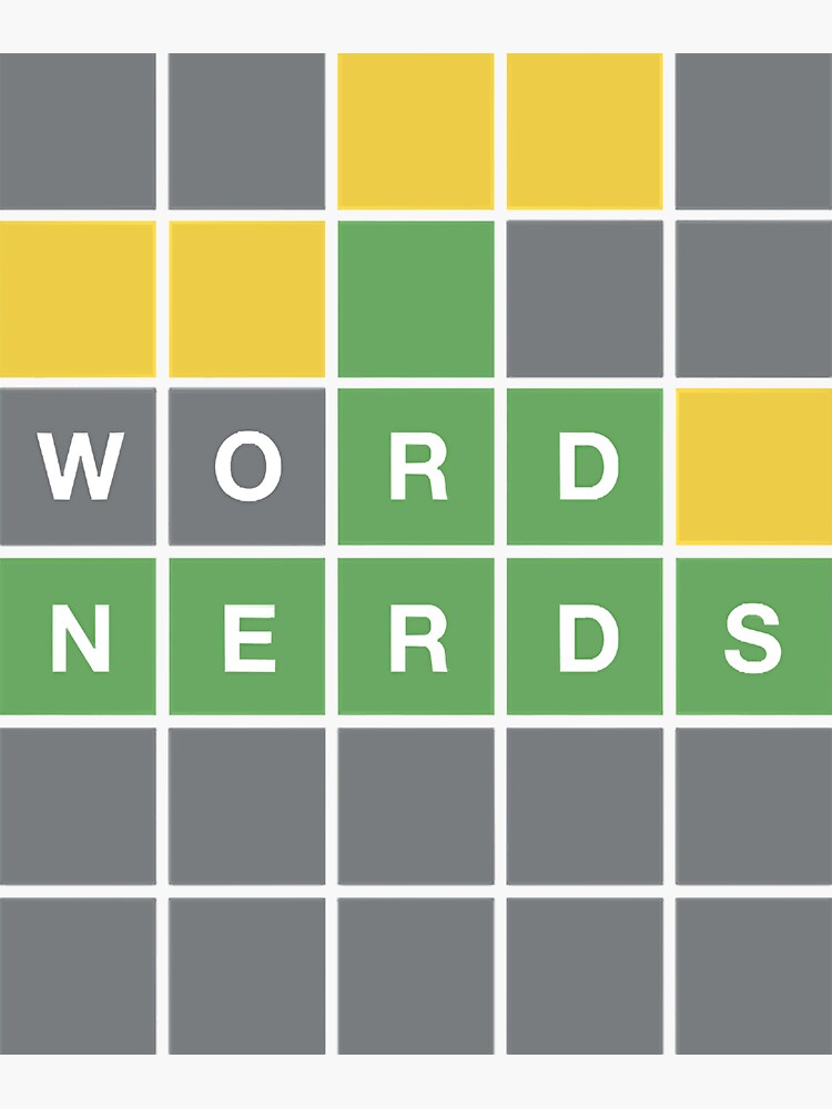 "Wordle Word Nerds Puzzles Clue Choice" Sticker by sotohead12 Redbubble