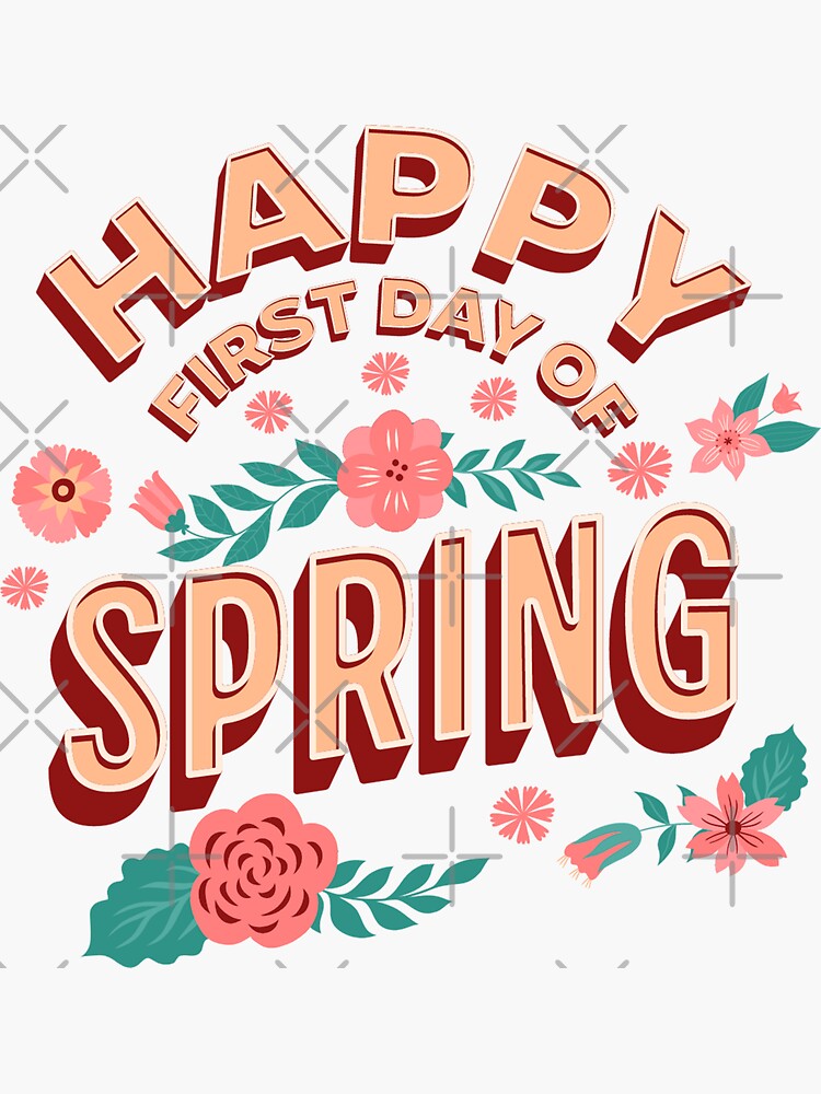 "Happy first day of Spring with floral " Sticker by NidaJamel2020