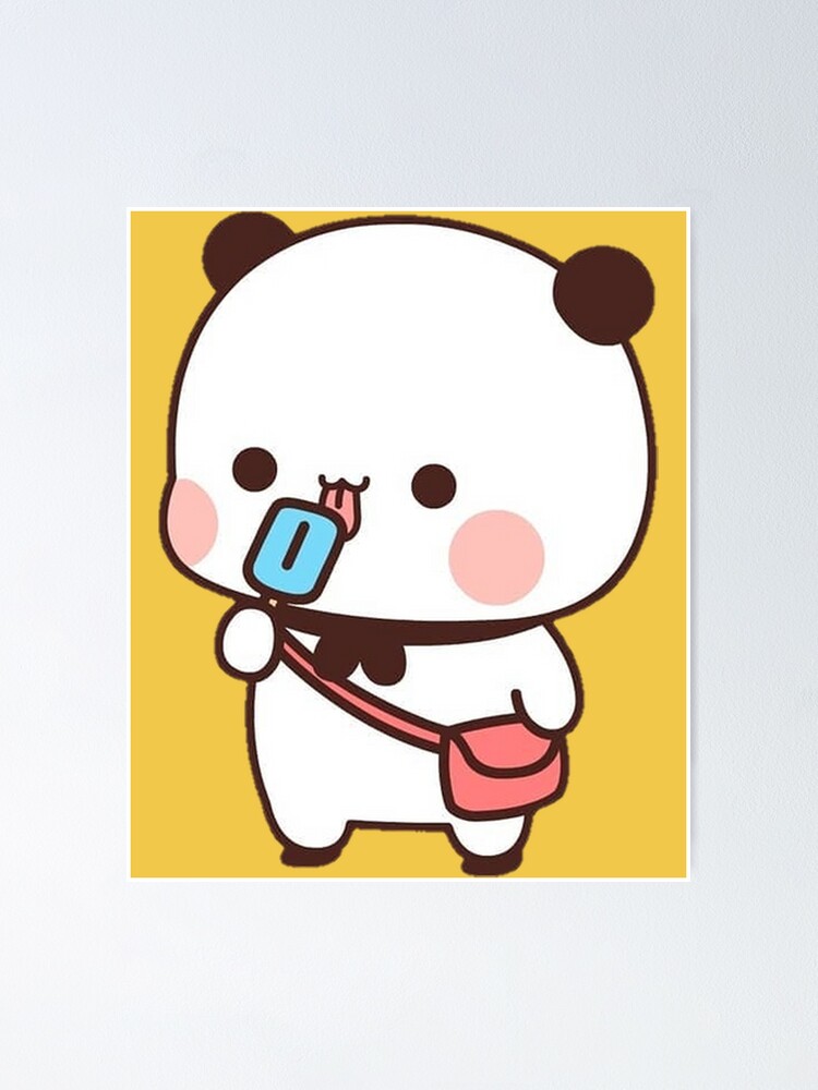 Cute Bubu Eating Cream Panda Bear Bubu and Dudu Couple | Poster