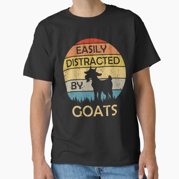 Item preview, Easily Distracted By Goats Retro Vintage Funny Goat Lover designed and sold by LesliexWiggins.