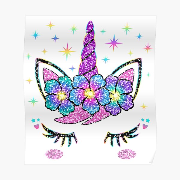 Unicorn Costume Rainbow Face Girls Poster For Sale By Girlbigopc Redbubble