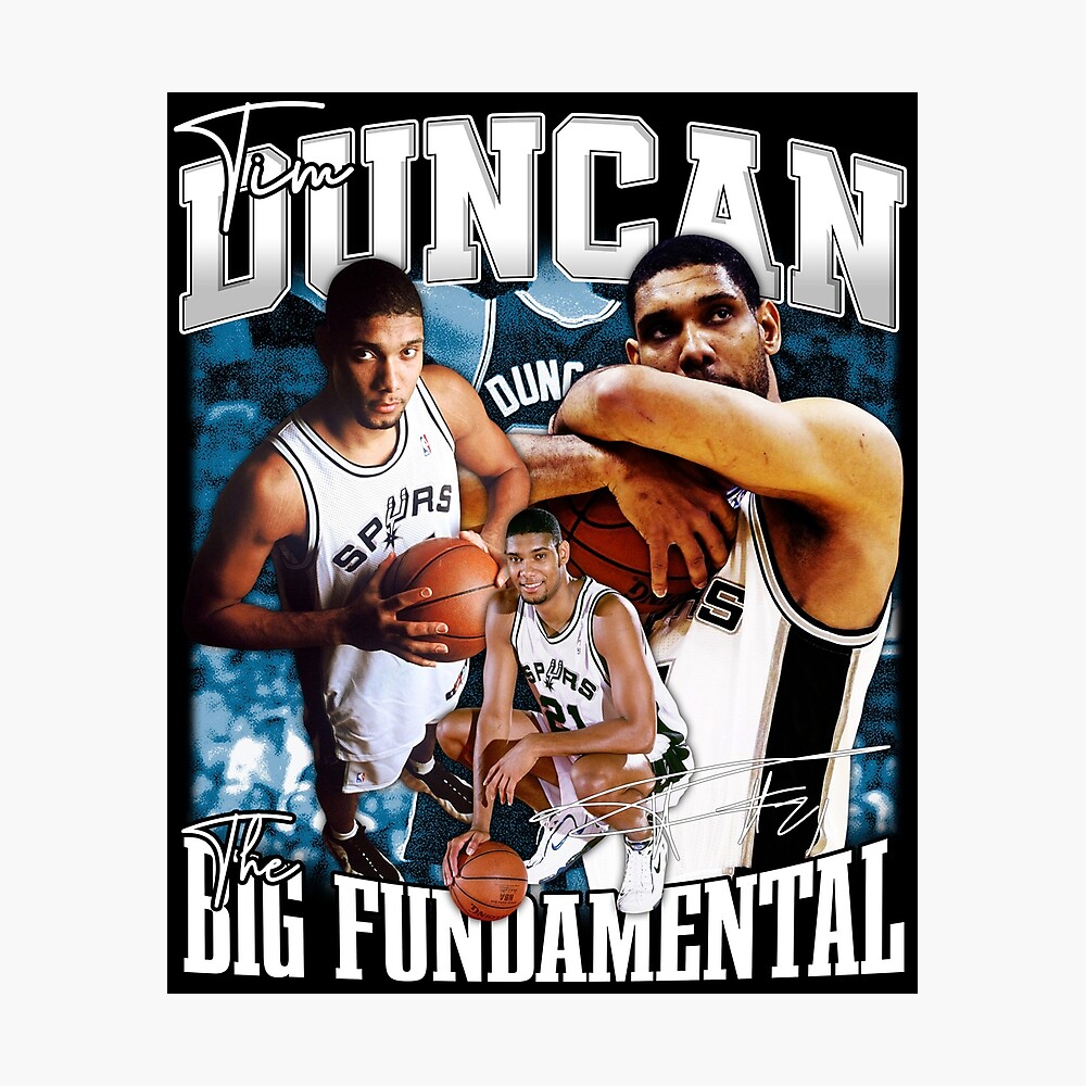 Tim Duncan The Big Fundamental Basketball Signature Vintage Retro 80s 90s  Bootleg Rap Style - Tim Duncan - Sticker