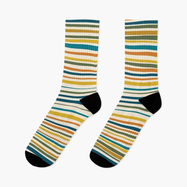 Item preview, Natural Stripes Pattern in Moroccan Teal Blue Olive Green Mustard Orange Ochre Cream  designed and sold by kierkegaard.