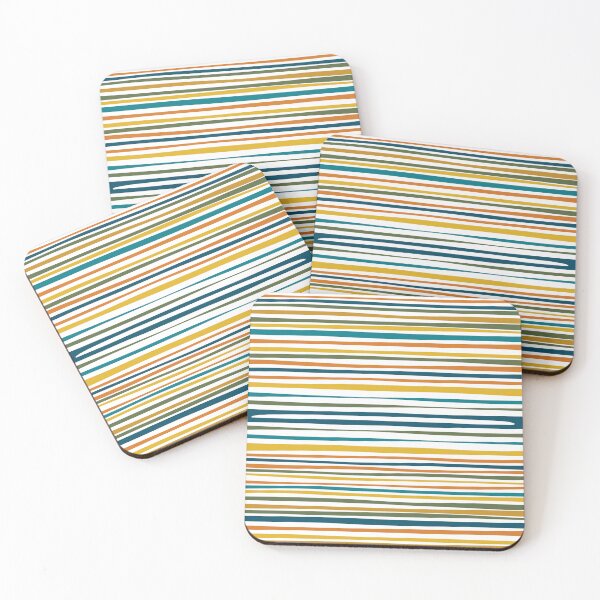 Item preview, Natural Stripes Pattern in Moroccan Teal Blue Olive Green Mustard Orange Ochre White designed and sold by kierkegaard.