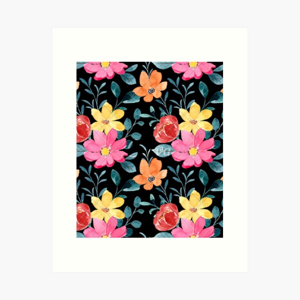 Item preview, watercolor colorful African daisy flower pattern designed and sold by PrixSympa.