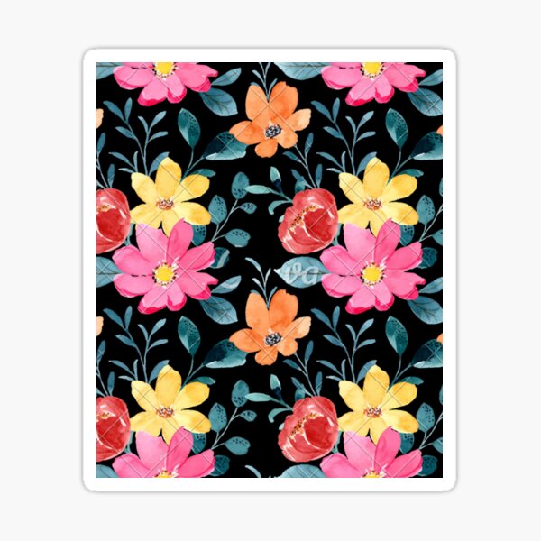 watercolor colorful African daisy flower pattern Sticker
