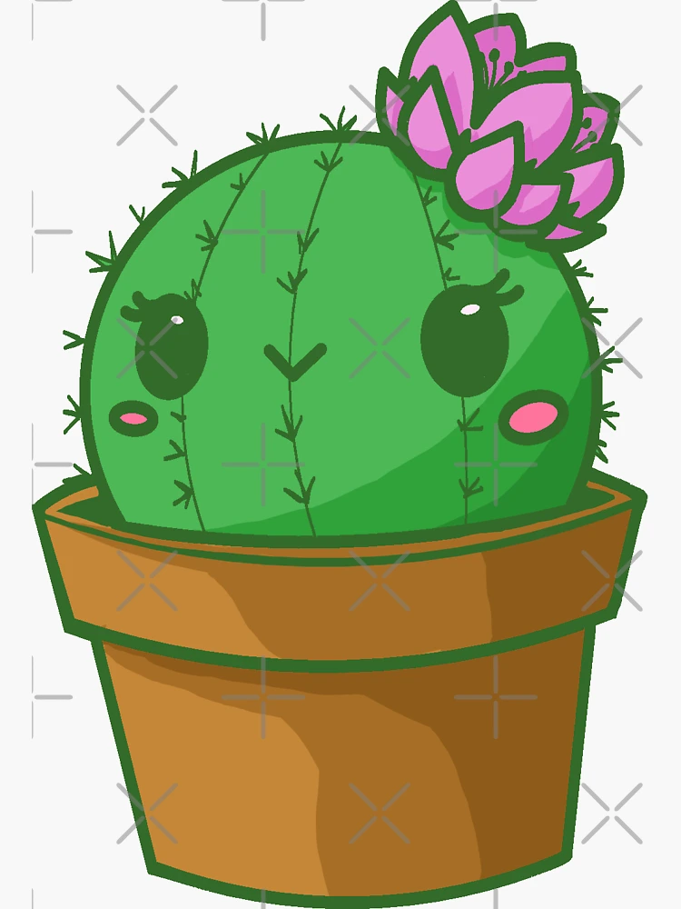 Cactus Pot PNG Image, Cute Green Cactus Cartoon With Pot, Cactus