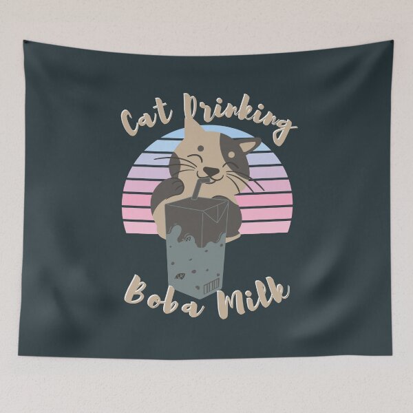 Item preview, Cat Drinking Boba Milk - Cat Drinking - Cat Lovers designed and sold by designerpriti.