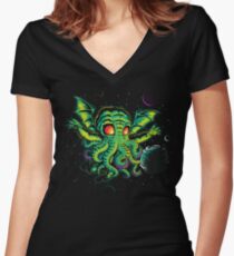 R'YLEH: NEVERDIE Women's Fitted V-Neck T-Shirt