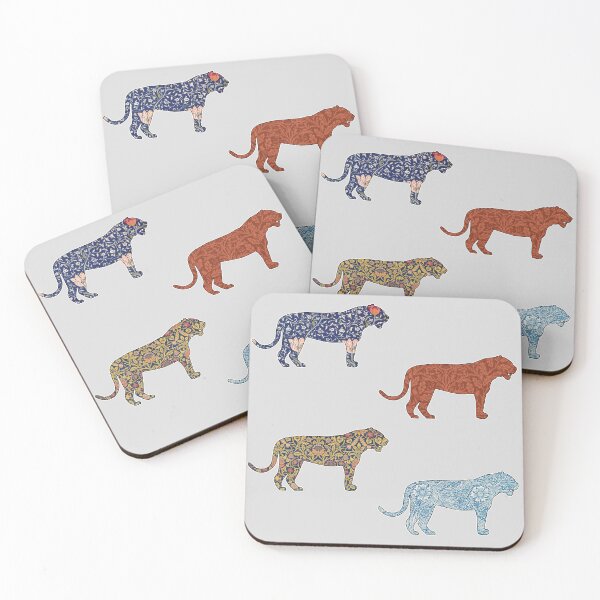 Item preview, Four different prints by William Morris within silhouette of tigers designed and sold by Rhu Creations.