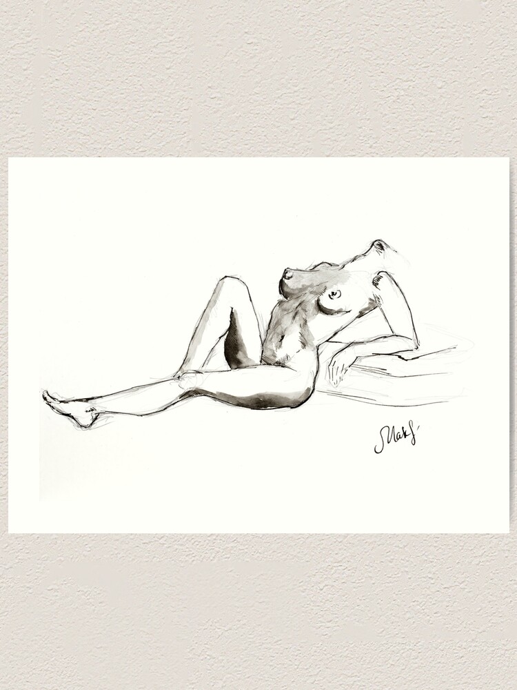 Naked Woman Watercolor Painting Print Art Print For Sale By Natalymak