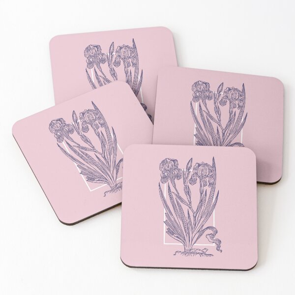 Item preview, Spanish Iris woodcut print - pink & blue designed and sold by Laraus.