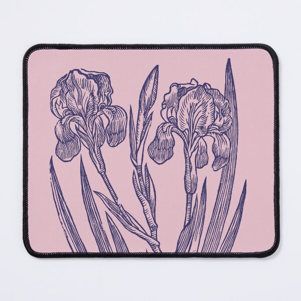 Item preview, Spanish Iris woodcut print - pink & blue designed and sold by Laraus.