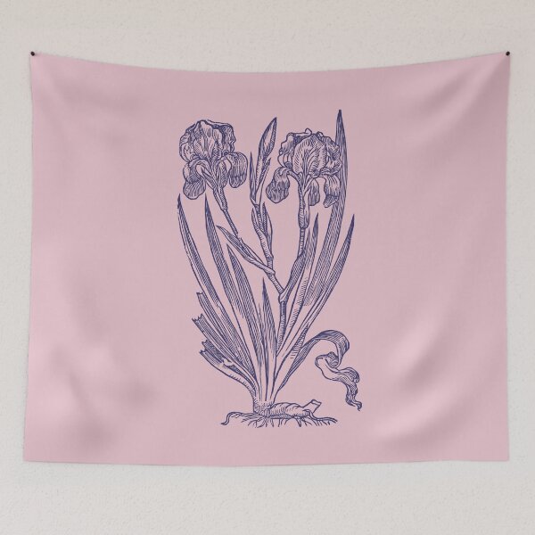 Item preview, Spanish Iris woodcut print - pink & blue designed and sold by Laraus.